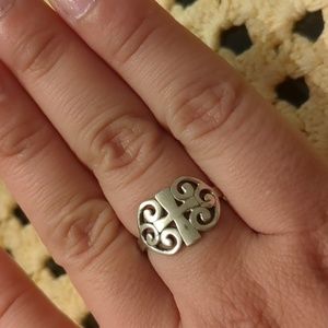 Sterling silver heart and cross ring